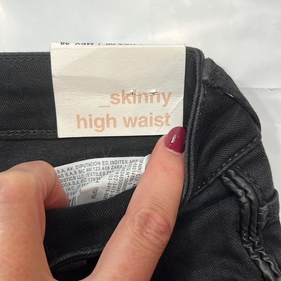 Zara TRF BLACK high waist skinny jeans new FAUX leather sides cotton elastane 6 - Picture 11 of 16